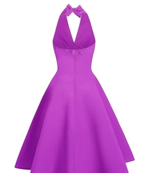 Fialové Sexy jednobarevné šaty styl swing vintage holá záda