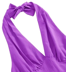 Fialové Sexy jednobarevné šaty styl swing vintage holá záda